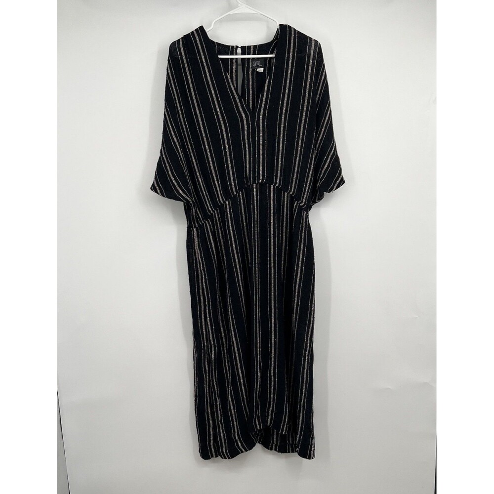 Sybil California Striped Dress L Boho Festival Resort Beach Lagenlook Pockets